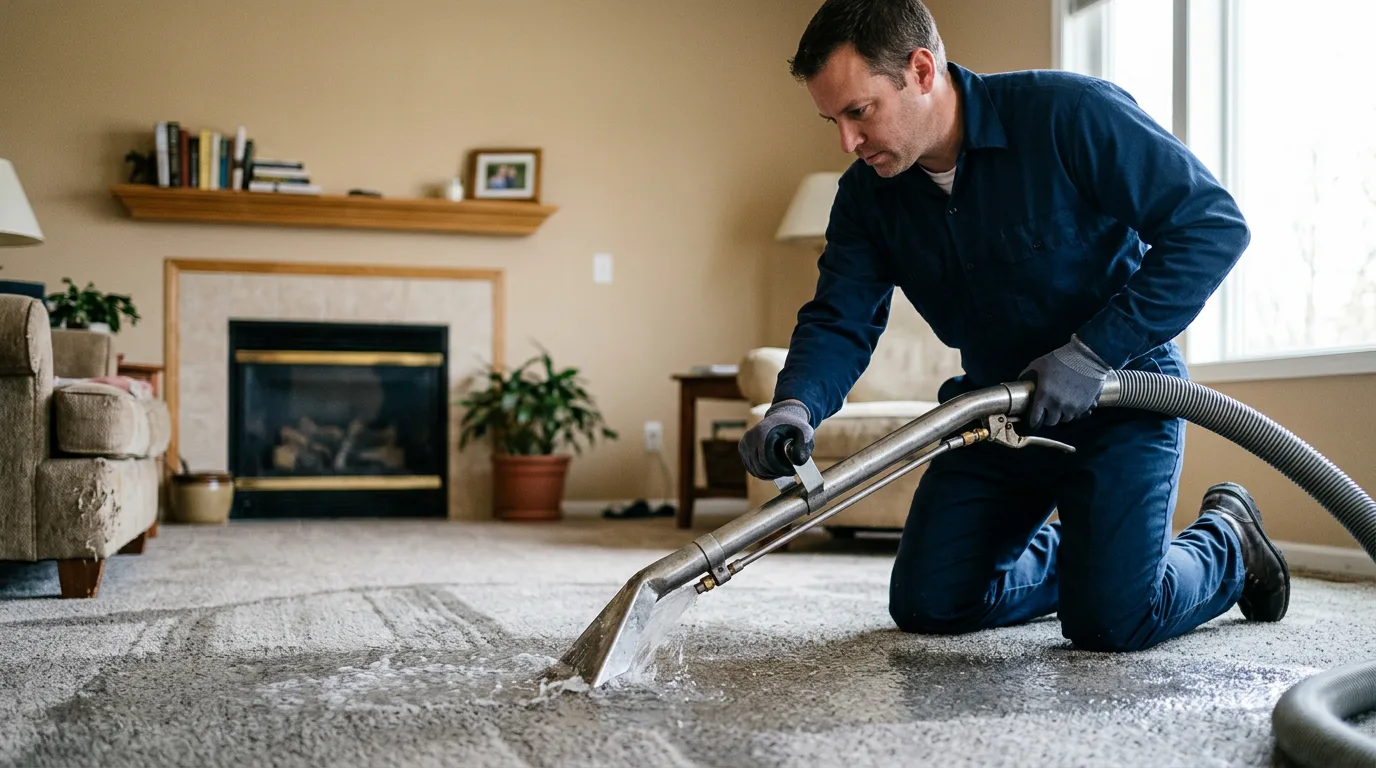 Water damage restoration technician working near Pelsor, AR